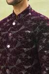 Shop Arihant Rai Sinha White Polyester, Velvet, Silk Embroidery, Thread Wine Sherwani And Pant Set Online at Aza Fashions Shop_Arihant Rai Sinha_White Polyester, Velvet, Silk Embroidery, Thread Wine Sherwani And Pant Set _Online_at_Aza_Fashions