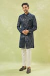 Buy_Arihant Rai Sinha_White Polyester, Velvet, Silk Embroidery, Sequins Thread Sherwani And Pant Set _at_Aza_Fashions