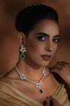 Buy_Swabhimann_Green Stones, Piping Polki Floral Necklace Set _Online_at_Aza_Fashions