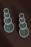 Buy_Swabhimann_Green Crystals Cubic Zirconia Scallop Danglers _at_Aza_Fashions