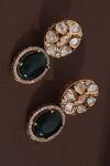 Swabhimann_Gold Plated Stones, Zari Polki Drop Earrings _Online_at_Aza_Fashions