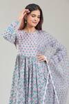 Buy_Naintara Bajaj_Blue Cotton, Chiffon Embroidery Round Neck Phool Handblock Print Anarkali Set 