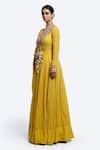 Buy_Onaya_Yellow Crepe, Chiffon Tassels Floral Thread Embroidered Anarkali And Dupatta _Online_at_Aza_Fashions