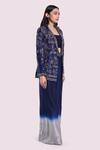 Buy_Onaya_Navy Silk Cut Work, Mirrors, Sequins, Cutdana Embroidered Blazer And Pant Set _Online_at_Aza_Fashions