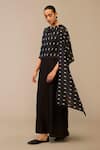 Buy_Ampm_Black Chanderi Crecent Pattern Scarf _at_Aza_Fashions