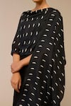 Ampm_Black Chanderi Crecent Pattern Scarf _Online_at_Aza_Fashions