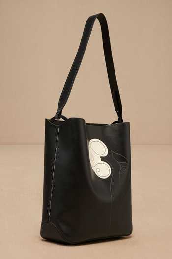 Shop_Ampm_Black Embroidery Inlay Work Shoulder Bag _at_Aza_Fashions