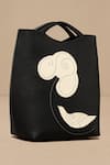 Ampm_Black Embroidery Inlay Work Tote Bag _at_Aza_Fashions
