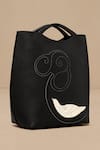 Buy_Ampm_Black Embroidery Inlay Work Tote Bag 