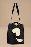 Buy_Ampm_Black Embroidery Inlay Work Tote Bag _at_Aza_Fashions