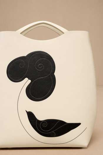 Shop_Ampm_Ivory Embroidery Inlay Pattern Tote Bag _Online
