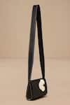 Ampm_Black Embroidery Inlay Work Sling Bag _Online_at_Aza_Fashions