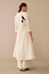 Shop_Ampm_Ivory Chanderi Piping, Embroidery V-neck Bird Flower Patterned Kurta Set _at_Aza_Fashions