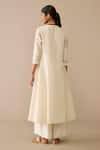 Ampm_Ivory Chanderi Embroidery Round Neck Kurta Palazzo Set _Online_at_Aza_Fashions