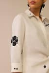 Ampm_Ivory Linen Embroidery Flower Pattern Side Tie Shirt _Online_at_Aza_Fashions