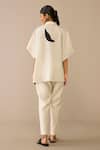 Shop_Ampm_Ivory Cotton, Linen Shawl Neck Flared Shirt And Pant Set _at_Aza_Fashions