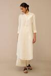 Buy_Ampm_Ivory Linen Embroidery Collared Bird Quilted Tunic And Palazzo Set_at_Aza_Fashions