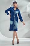 Buy_Shagun Nagi The Label_Blue Denim, Cotton Applique, Sequins Collared Flower Shirt Dress _at_Aza_Fashions