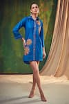 Shop_Shagun Nagi The Label_Blue Denim, Cotton Applique, Embroidery Collared Shirt Dress _at_Aza_Fashions