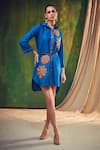 Buy_Shagun Nagi The Label_Blue Denim, Cotton Applique, Embroidery Collared Shirt Dress _at_Aza_Fashions