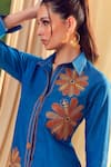 Buy_Shagun Nagi The Label_Blue Denim, Cotton Applique, Embroidery Collared Shirt Dress _Online_at_Aza_Fashions