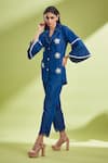 Buy_Shagun Nagi The Label_Blue Denim, Cotton Crystals, Lace, Embroidery Collared And Stone Set _at_Aza_Fashions
