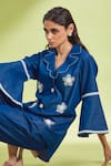 Buy_Shagun Nagi The Label_Blue Denim, Cotton Crystals, Lace, Embroidery Collared And Stone Set _Online_at_Aza_Fashions
