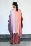 Shop_Lahario_Purple Linen Cape Collared Shaded And Trouser Set _at_Aza_Fashions