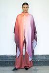 Buy_Lahario_Purple Linen Cape Collared Shaded And Trouser Set _at_Aza_Fashions