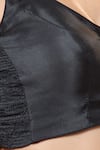 Samyukta Singhania_Black Silk Polo Collar Sleeveless Blouse_Online_at_Aza_Fashions