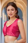 Buy_Samyukta Singhania_Pink Silk Polo Collar Padded Blouse_Online_at_Aza_Fashions
