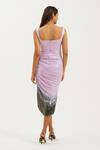 Shop_KEOO_Multi Color Georgette Embroidery Lilac Ombre Draped Midi Dress _at_Aza_Fashions