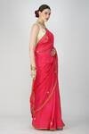 Buy_Zal From Benaras_Pink Chanderi Silk Cut Work, Embroidery Cutdana Embellished Saree _Online_at_Aza_Fashions