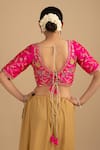 Zal From Benaras_Pink Silk, Organza Cut Work, Sequins, Zari Embroidered Stripe Saree And Blouse Set _at_Aza_Fashions
