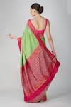 Shop_Zal From Benaras_Green Silk Embroidery Floral Motif Saree With Blouse Piece _at_Aza_Fashions