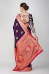 Shop_Zal From Benaras_Purple Silk, Kota Doria Embroidery, Leaf Hand Woven Saree With Blouse Piece _at_Aza_Fashions