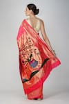 Shop_Zal From Benaras_Pink Silk Patchwork, Paithani Bandhej Saree With Unstitched Blouse Piece _at_Aza_Fashions