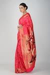 Zal From Benaras_Pink Silk Patchwork, Paithani Bandhej Saree With Unstitched Blouse Piece _at_Aza_Fashions