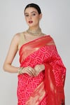 Buy_Zal From Benaras_Pink Silk Patchwork, Paithani Bandhej Saree With Unstitched Blouse Piece 