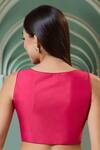 Shop_Samyukta Singhania_Pink Silk Polo Collar Padded Blouse_at_Aza_Fashions