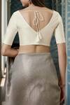 Shop_Samyukta Singhania_Off White Silk V-neck Padded Blouse_at_Aza_Fashions