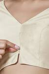 Buy_Samyukta Singhania_Off White Silk V-neck Padded Blouse_Online_at_Aza_Fashions