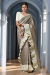 Samyukta Singhania_Off White Silk V-neck Padded Blouse_at_Aza_Fashions