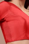Samyukta Singhania Red Silk V-neck Half Sleeve Blouse Online at Aza Fashions Samyukta Singhania_Red Silk V-neck Half Sleeve Blouse_Online_at_Aza_Fashions