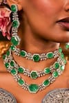 Ekathva Jaipur_Green Stones Geometric Floral Studded Choker Set_Online_at_Aza_Fashions