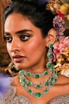 Buy_Ekathva Jaipur_Green Stones Geometric Floral Studded Choker Set_at_Aza_Fashions