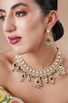 Buy_Ekathva Jaipur_Emerald Green Pearls, Stones, Beads Moissanite Polki Choker Set _at_Aza_Fashions