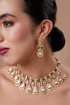 Ekathva Jaipur_Emerald Green Moissanite Polki Drop Choker And Earrings Set _Online_at_Aza_Fashions