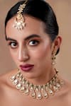 Buy_Ekathva Jaipur_Emerald Green Moissanite Polki Drop Choker And Earrings Set _at_Aza_Fashions