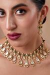 Buy_Ekathva Jaipur_Emerald Green Moissanite Polki Drop Choker And Earrings Set _Online_at_Aza_Fashions